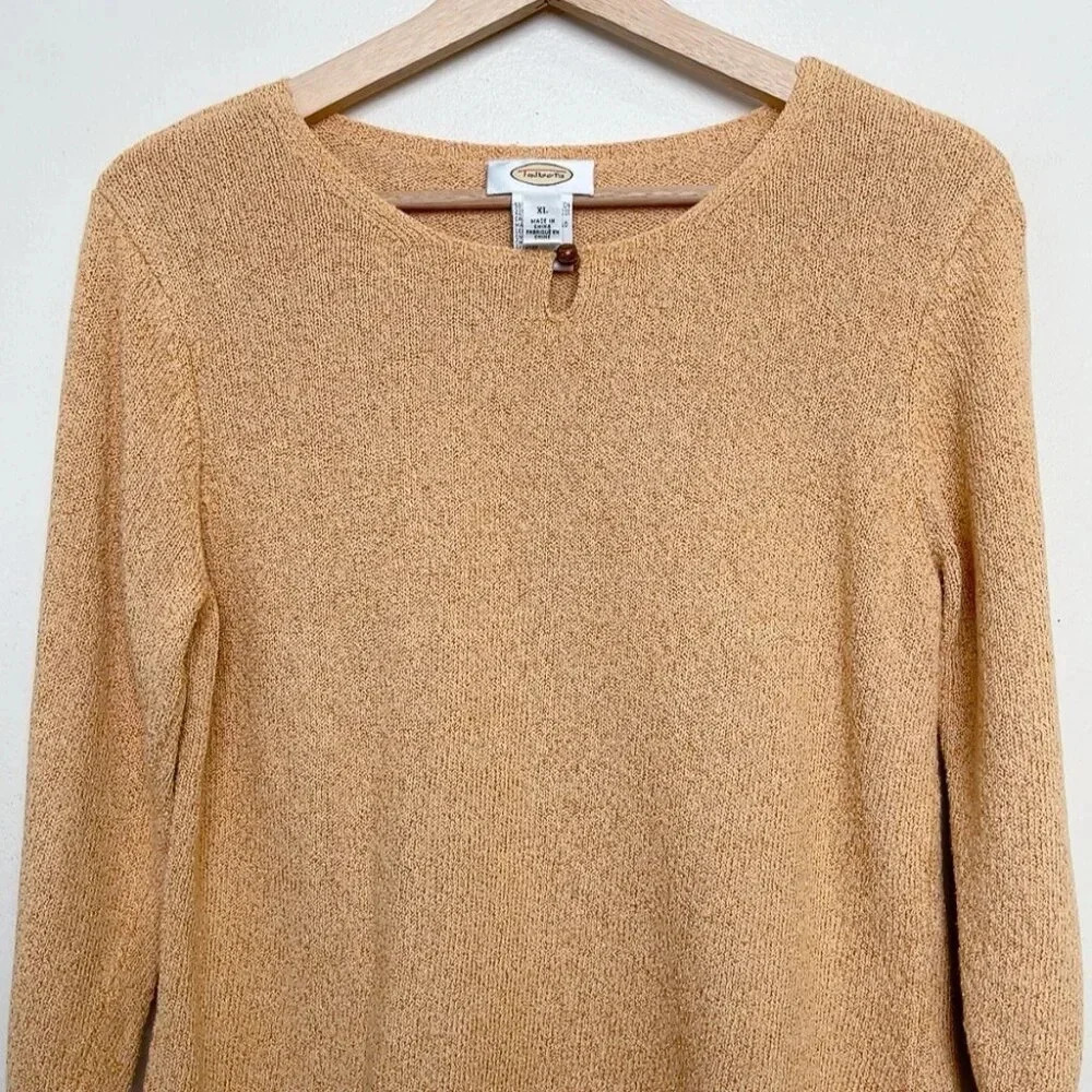Talbots Womens XLarge Textured Keyhole Cotton Orange Knitted Sweater - Picture 4 of 15